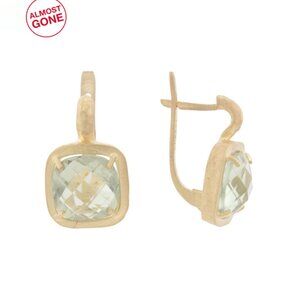I. REISS Israel 14kt Gold Green Amethyst Checkerboard Earrings